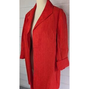Coldwater Creek Jacket 100% Linen Women’s Open Front Red Blazer Size 14